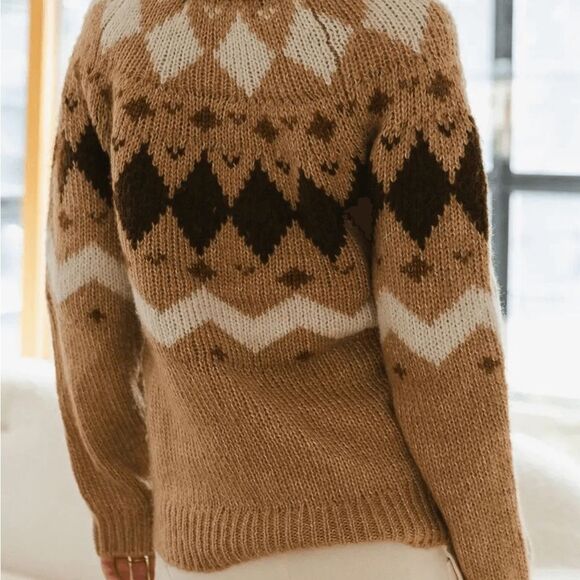 Vero Moda Filippa o-neck Nordic Sweater birch tan NWT size small - Picture 2 of 16